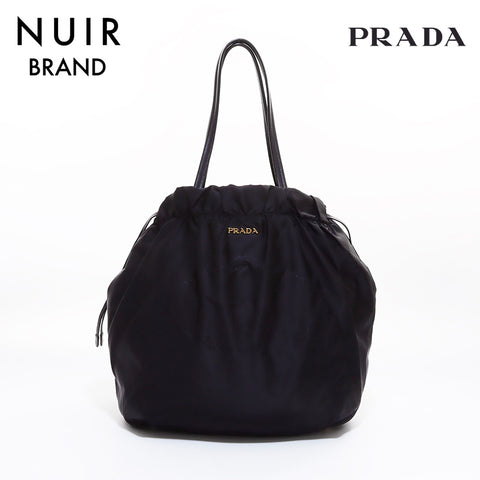 PRADA Logo Jacquard Handbag Black WS7025