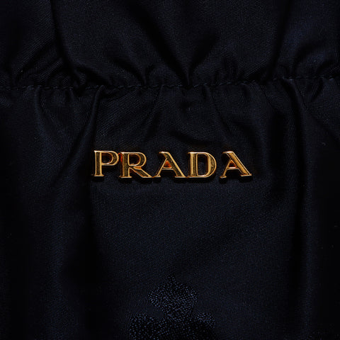 プラダ PRADA ロゴ ジャガード ハンドバッグ ブラック WS7025