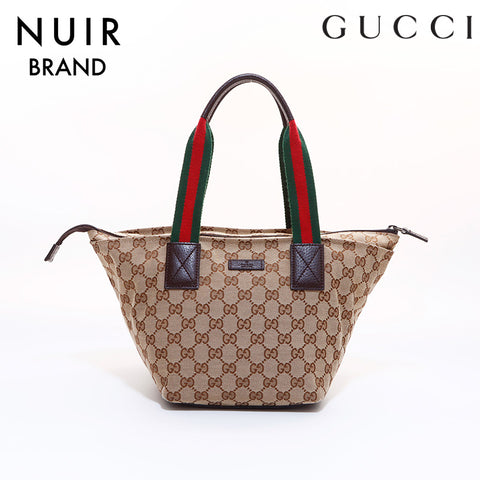 Gucci GG Canvas Sherry Line Handbag Brown WS7026