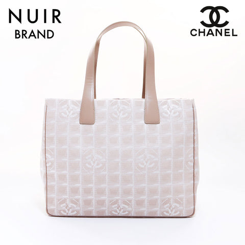 Chanel CHANEL 2003-2004 Coco Mark Travel Line Tote Bag Beige WS7053