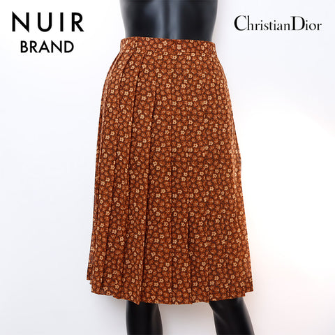 Christian Dior Floral Cotton Vintage Skirt Brown WS7062
