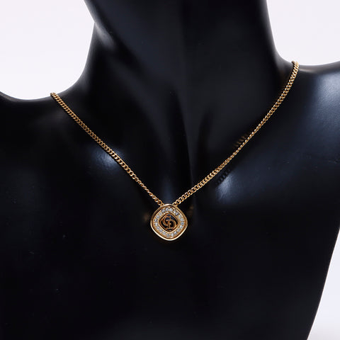 Christian Dior Logo Rhingestone Collier Gold WS7073