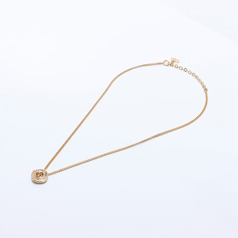 Christian Dior Logo Rhingestone Collier Gold WS7073