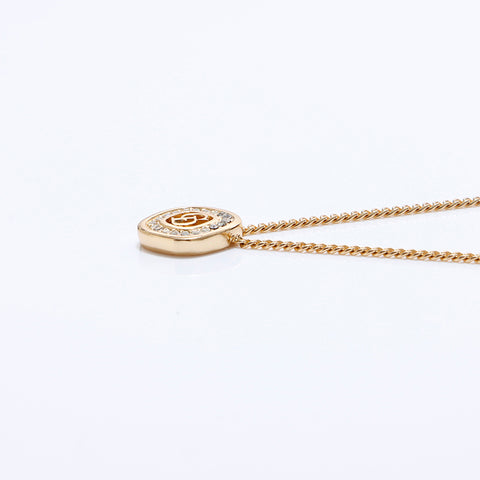 Christian Dior Logo Rhingestone Collier Gold WS7073