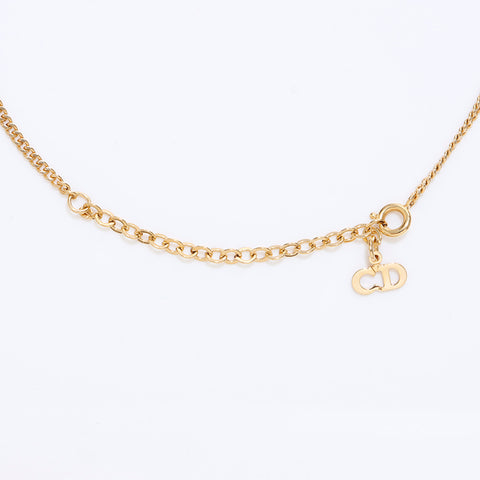 Christian Dior Logo Rhingestone Collier Gold WS7073