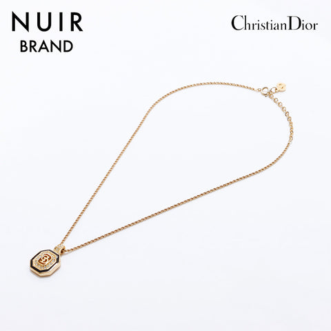 クリスチャンディオール Christian Dior ロゴ ラインストーン ネックレス ゴールド WS7075