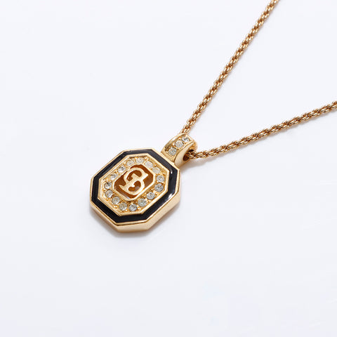 Christian Dior Logo strass Collier or WS7075