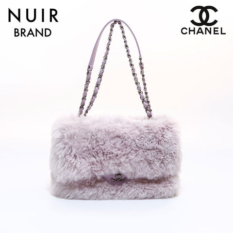 Chanel Matelasse Fur Shoulder Bag Purple WS7078