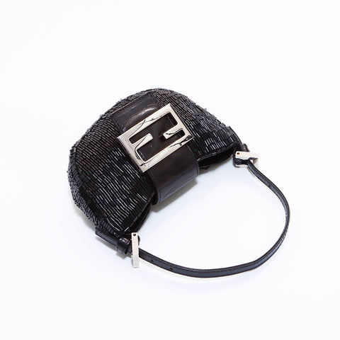 フェンディ FENDI ビーズ ポーチ ブラック WS7096