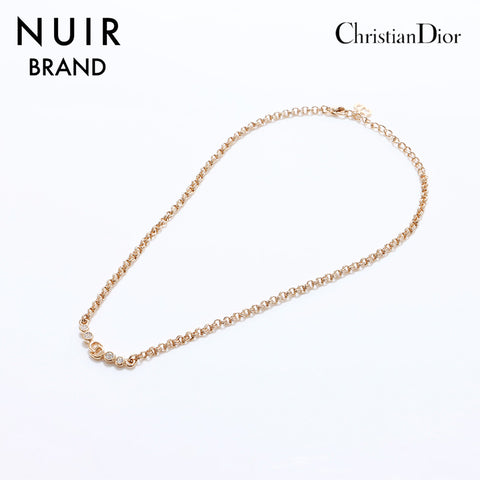 クリスチャンディオール Christian Dior ラインストーン ネックレス ゴールド WS7101