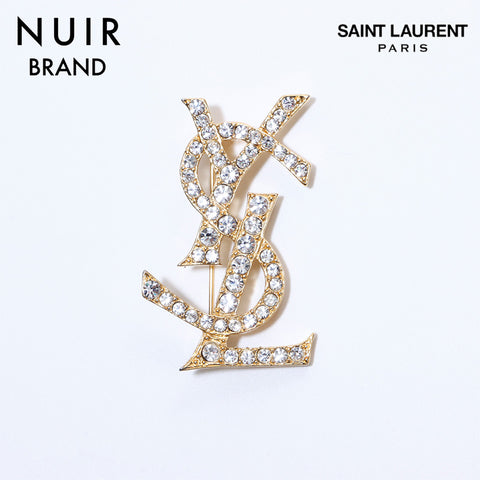 サンローランパリ SAINT LAURENT PARIS YSL ラインストーン ブローチ ゴールド WS7102