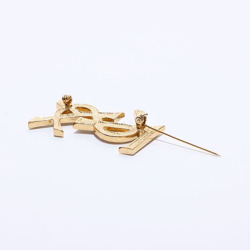 Saint Laurent Paris YSL Rhinestone Brooch Gold WS7102 – NUIR VINTAGE