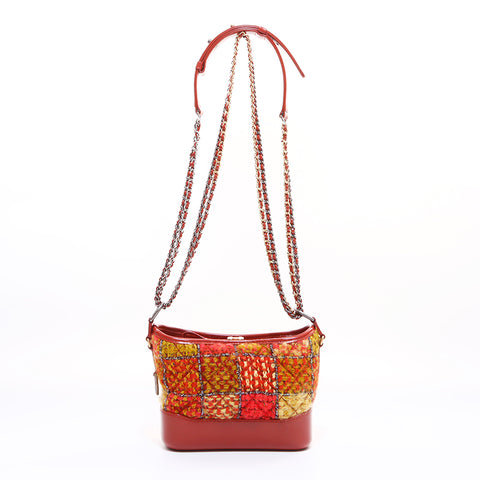Chanel Gabriel Tweed Wool No. 25 Shoulder Bag Orange x Yellow WS7118