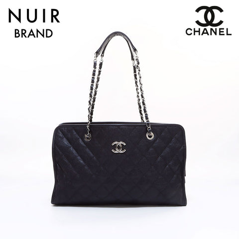 シャネル CHANEL キャビアスキン 15番台 フレンチリビエラ ショルダーバッグ ブラック WS7121