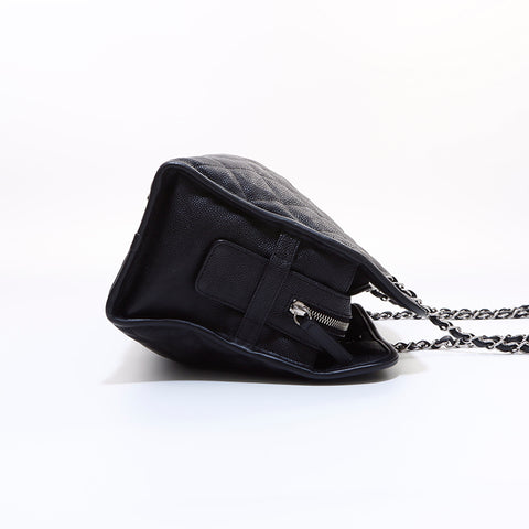 シャネル CHANEL キャビアスキン 15番台 フレンチリビエラ ショルダーバッグ ブラック WS7121