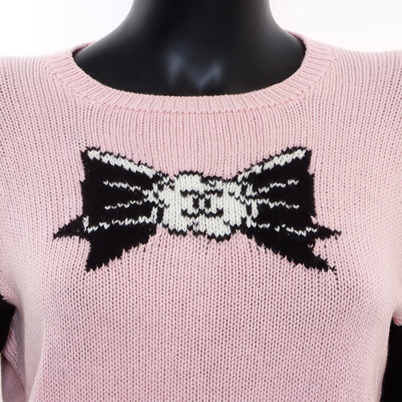最終価格　希少ヴィンテージ　CHANEL セーター　リボン柄　ココマーク　ピンク シャネル CHANEL リボン ココマーク ニット ピンク WS7136 – NUIR VINTAGE