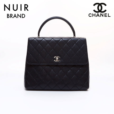 Chanel Caviar Skin No. 6 Top Handle Handbag Black WS7144