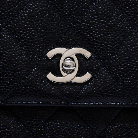 シャネル CHANEL キャビアスキン 6番台 トップハンドル ハンドバッグ ブラック WS7144