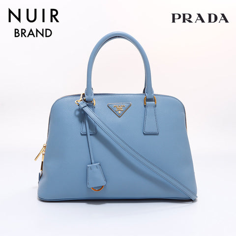 PRADA Saffiano 2way Handbag Blue WS7145