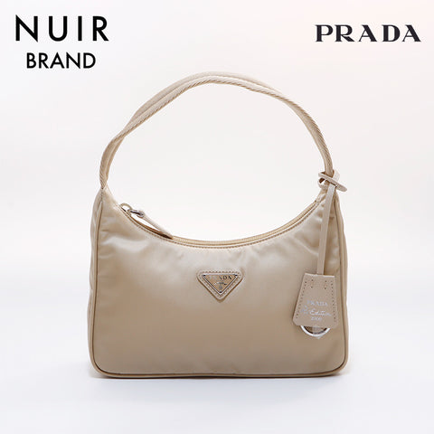 PRADA Re-Edition 2000 Re-Nylon Mini Bag Handbag Beige WS7149