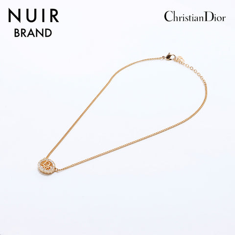 クリスチャンディオール Christian Dior ラインストーン ネックレス ゴールド WS7163