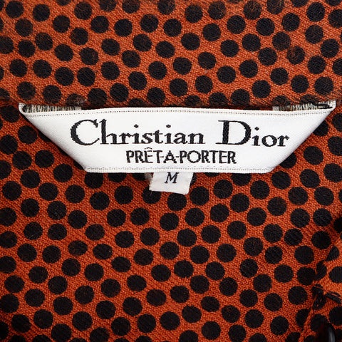 クリスチャンディオール Christian Dior ドット/Size:M  長袖シャツ ブラウン WS7171