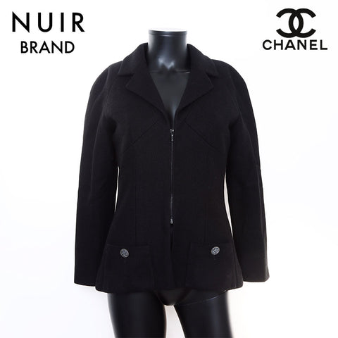 Chanel Mesh Zip Blouson/Size:36 Jacket Black WS7182