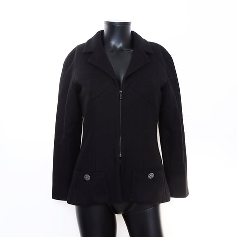 Chanel Mesh Zip Blouson/Size:36 Jacket Black WS7182