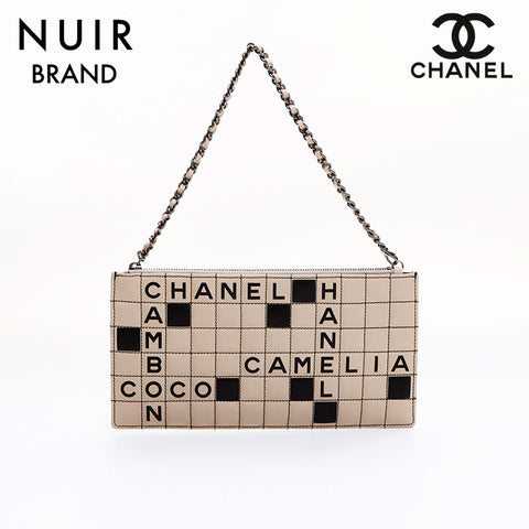 Chanel Chocolate Bar Logo Handbag Beige WS7191