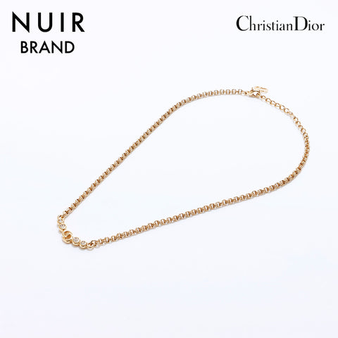 クリスチャンディオール Christian Dior ラインストーン ネックレス ゴールド WS7194