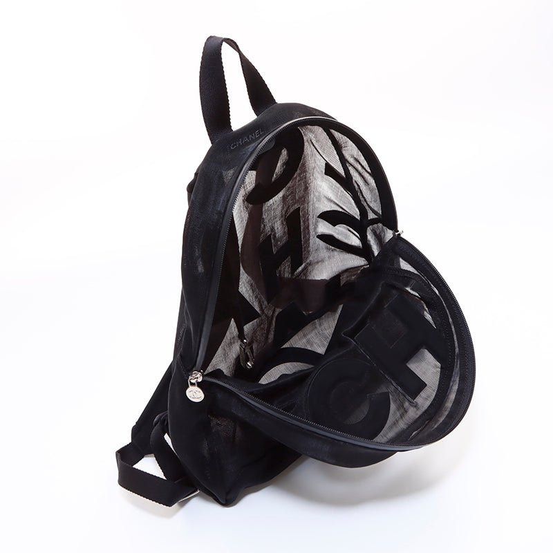 Chanel CHANEL logo mesh backpack/daypack black WS7197 – NUIR