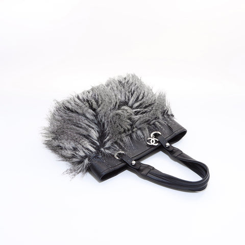 Chanel Balibiaritz Fur Handbag Black WS7198