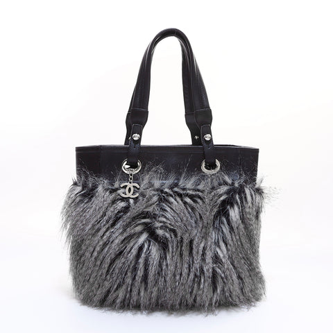 Chanel Balibiaritz Fur Handbag Black WS7198