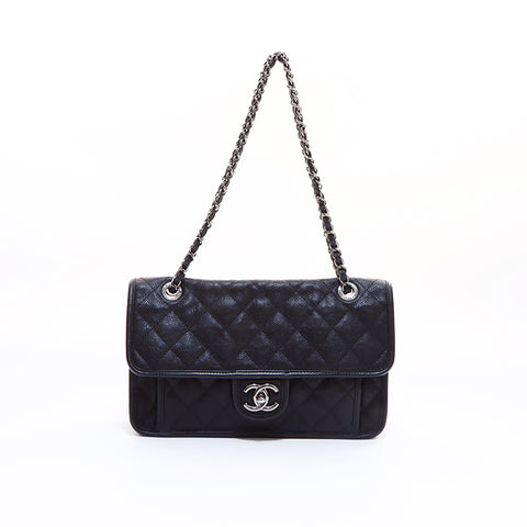 シャネル CHANEL フレンチリビエラ キャビアスキン ショルダーバッグ ブラック WS7200