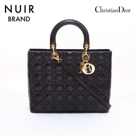 Christian Dior Lady Dior Large 2way Handbag Black WS7203