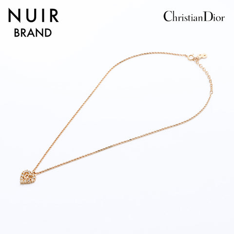 クリスチャンディオール Christian Dior ハート ラインストーン ネックレス ゴールド WS7223
