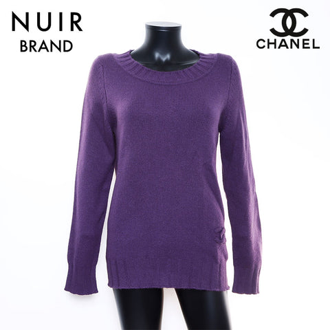 Chanel Coco Mark Size 40 Knit Purple WS7231