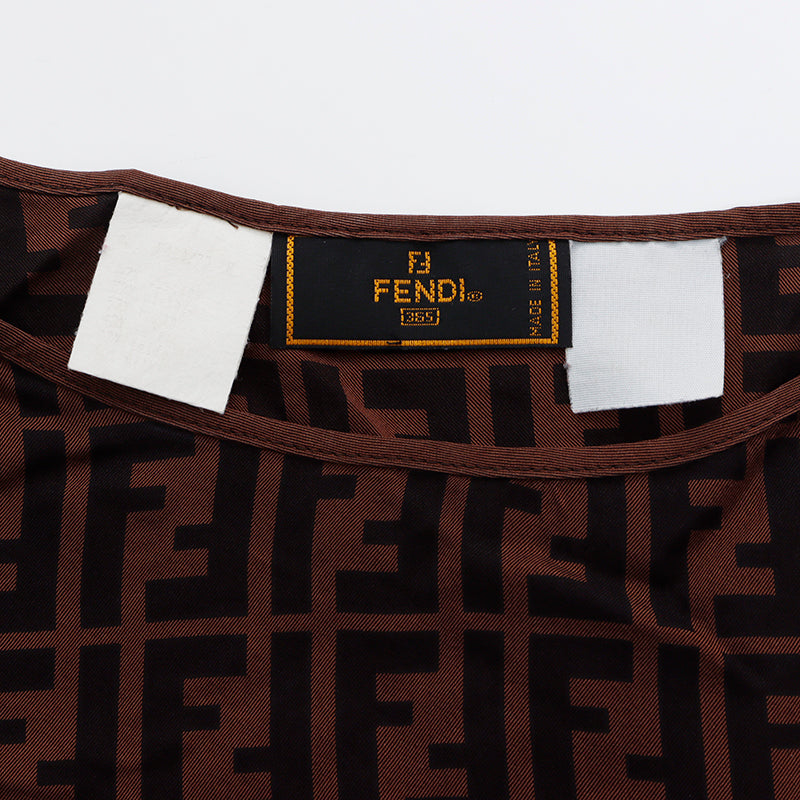 FENDI フェンディ ズッカ柄 ロゴTシャツ ヴィンテージ オレンジ ブラウン フェンディ FENDI Tシャツ トップス FFロゴ ホワイト オレンジ
