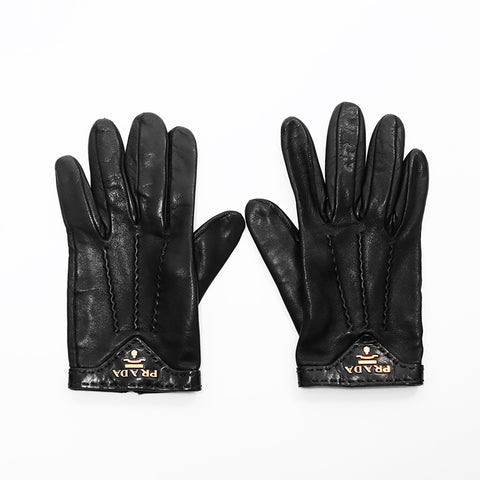 handschuhe prada Prada Lambskin Größe: 6 1/2 Handschuhe Schwarz WS7250 – NUIR VINTAGE