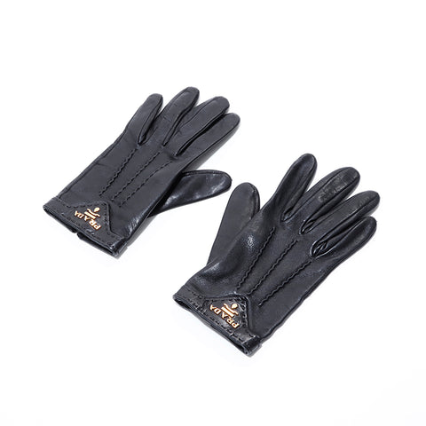 Prada Lambskin Größe: 6 1/2 Handschuhe Schwarz WS7250 – NUIR VINTAGE