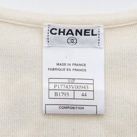 シャネル CHANEL 01Pデカココマーク サイズ44 半袖Ｔシャツ グレー ホワイト WS7272