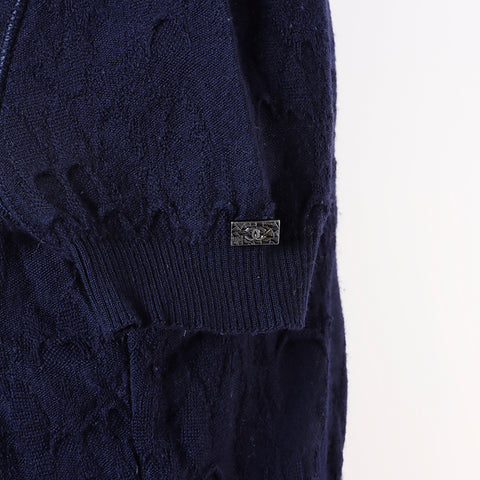 Chanel Size 38 Short Sleeve Shirt Navy WS7275