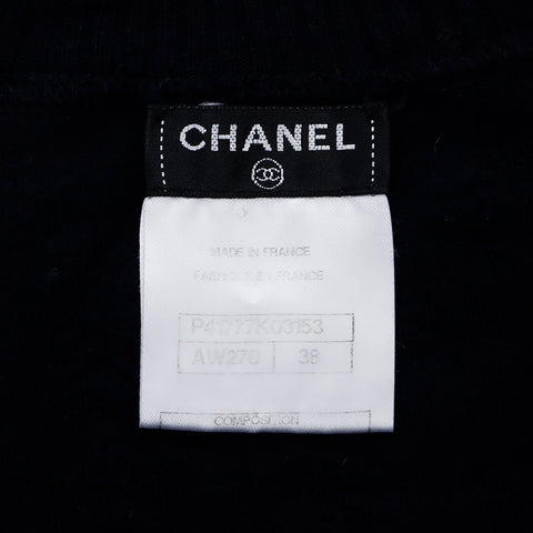 Chanel Size 38 Short Sleeve Shirt Navy WS7275