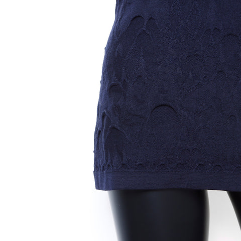 Chanel Size 38 Short Sleeve Shirt Navy WS7275