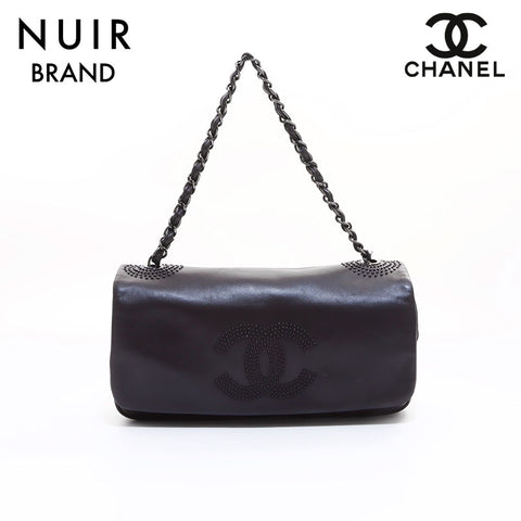 Chanel Chanel Deka Coco Mark Leder -Kettenstollen Nr. 12 Umhängetasche Schwarz WS7280