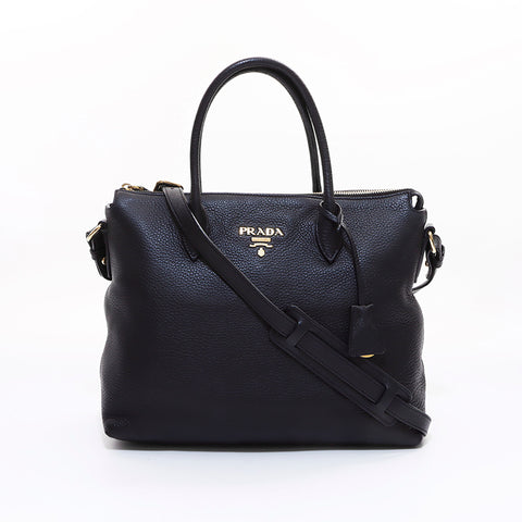 プラダ PRADA レザー2WAY トートバッグ ブラック WS7282