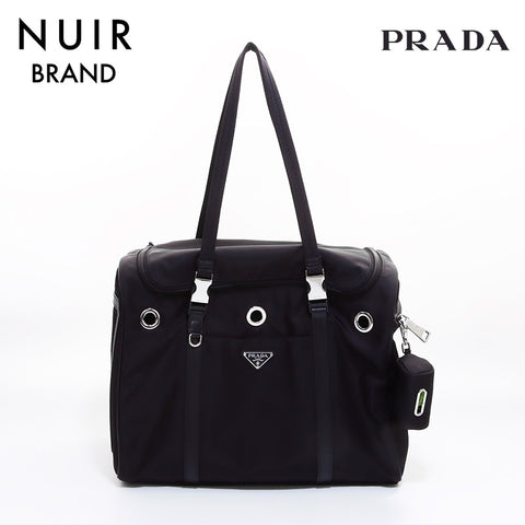 PRADA Logo Pet Bag Boston Bag Black WS7299