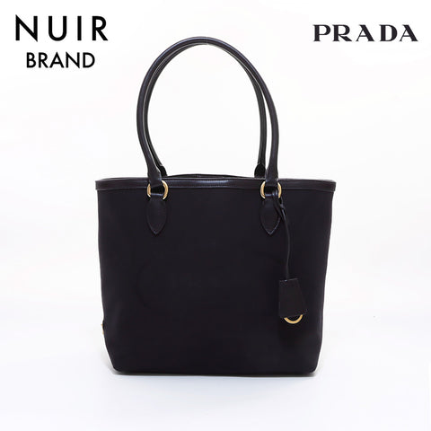 PRADA Jacquard Handbag Black WS7301