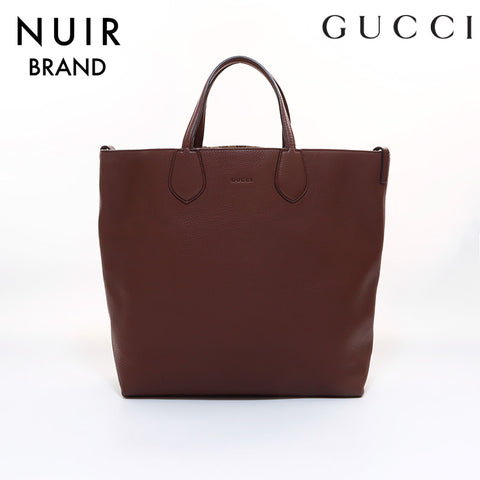 Gucci Reversible Leather GG Canvas Shoulder Bag Brown WS7317