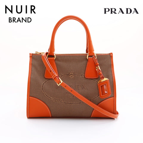 PRADA 2way Canvas Handbag Brown WS7329